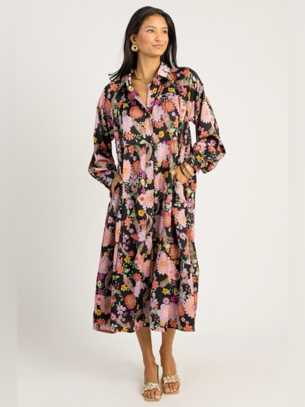 NWT &merci Multicolor Boho Floral Midi Dress